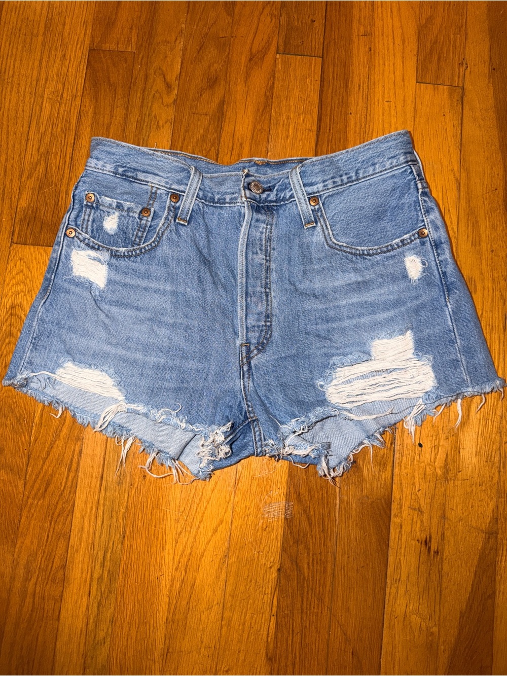 Levi’s 501 Distressed Light Wash Jean Shorts